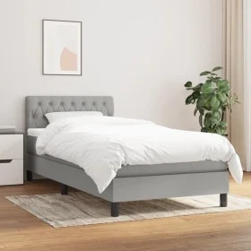 Box spring bed with light gray fabric mattress 100x200 cm by vidaXL, Beds and slatted bases - Ref: Foro24-3140273, Price: 316...
