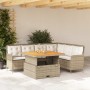 Set de sofás de jardín 2 pzas y cojines ratán sintético marrón