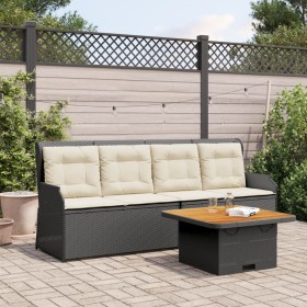 Set de muebles de jardín 3 pzas y cojines ratán sintético negro
