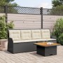 Set de muebles de jardín 3 pzas y cojines ratán sintético negro