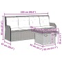 Set de muebles de jardín 3 pzas y cojines ratán sintético negro