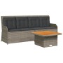 Set de muebles de jardín 3 pzas y cojines ratán sintético gris
