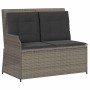 Set de muebles de jardín 3 pzas y cojines ratán sintético gris