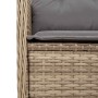 Set muebles de jardín 3 piezas y cojines ratán sintético beige