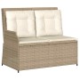 Set muebles de jardín 3 piezas y cojines ratán sintético beige