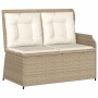 Set muebles de jardín 3 piezas y cojines ratán sintético beige