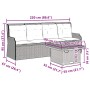 Set muebles de jardín 3 piezas y cojines ratán sintético beige
