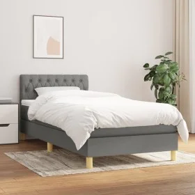 Box spring bed with dark gray fabric mattress 100x200 cm by vidaXL, Beds and slatted bases - Ref: Foro24-3140834, Price: 305,...