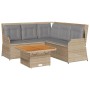 Set muebles de jardín 4 piezas y cojines ratán sintético beige