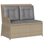 Set muebles de jardín 4 piezas y cojines ratán sintético beige
