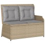 Set muebles de jardín 4 piezas y cojines ratán sintético beige