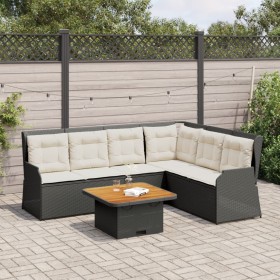 Set de muebles de jardín 5 pzas y cojines ratán sintético negro