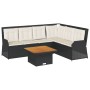 Set de muebles de jardín 5 pzas y cojines ratán sintético negro