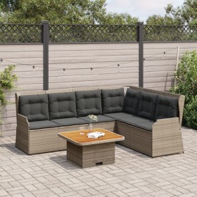 Set de muebles de jardín 5 pzas y cojines ratán sintético gris
