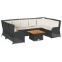 Set de muebles de jardín y cojines 7 pzas ratán sintético negro