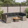 Set de muebles de jardín 7 pzas y cojines ratán sintético gris