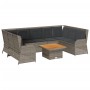 Set de muebles de jardín 7 pzas y cojines ratán sintético gris