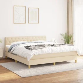 Boxspringbett mit cremefarbener Stoffmatratze 160x200 cm von vidaXL, Betten und Lattenroste - Ref: Foro24-3140870, Preis: 508...