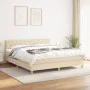 Box spring bed with cream fabric mattress 160x200 cm by vidaXL, Beds and slatted bases - Ref: Foro24-3140870, Price: 508,83 €...