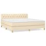 Box spring bed with cream fabric mattress 160x200 cm by vidaXL, Beds and slatted bases - Ref: Foro24-3140870, Price: 508,83 €...