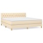 Cama box spring con colchón tela color crema 160x200 cm de vidaXL, Camas y somieres - Ref: Foro24-3140870, Precio: 544,28 €, ...