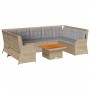 Set de muebles de jardín y cojines 7 pzas ratán sintético beige