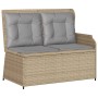 Set de muebles de jardín y cojines 7 pzas ratán sintético beige