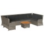 Set de muebles de jardín 7 pzas y cojines ratán sintético gris
