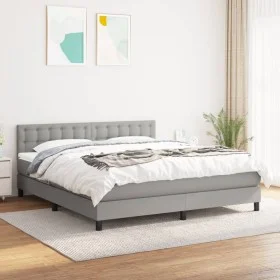 Box spring bed with light gray fabric mattress 180x200 cm by vidaXL, Beds and slatted bases - Ref: Foro24-3140393, Price: 543...