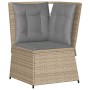 Set de muebles de jardín y cojines 7 pzas ratán sintético beige