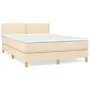 Box spring bed with cream fabric mattress 140x200 cm by vidaXL, Beds and slatted bases - Ref: Foro24-3140542, Price: 417,44 €...