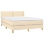 Box spring bed with cream fabric mattress 140x200 cm by vidaXL, Beds and slatted bases - Ref: Foro24-3140542, Price: 423,04 €...