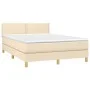 Box spring bed with cream fabric mattress 140x200 cm by vidaXL, Beds and slatted bases - Ref: Foro24-3140542, Price: 417,44 €...