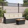 Set de muebles de jardín 3 pzas y cojines ratán sintético negro
