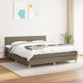 Box spring bed with taupe gray fabric mattress 160x200 cm by vidaXL, Beds and slatted bases - Ref: Foro24-3140469, Price: 499...