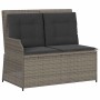 Set de muebles de jardín 3 pzas y cojines ratán sintético gris