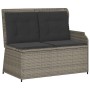 Set de muebles de jardín 3 pzas y cojines ratán sintético gris