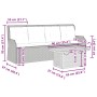 Set muebles de jardín 3 piezas y cojines ratán sintético beige