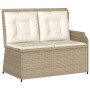 Set muebles de jardín 3 piezas y cojines ratán sintético beige
