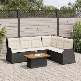 Set de muebles de jardín 5 pzas y cojines ratán sintético negro