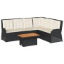 Set de muebles de jardín 5 pzas y cojines ratán sintético negro