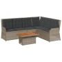 Set de muebles de jardín 5 pzas y cojines ratán sintético gris