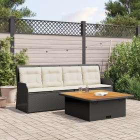 Set de sofás de jardín con cojines 3 pzas ratán sintético negro