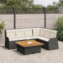 Set de muebles de jardín 5 pzas y cojines ratán sintético negro