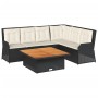 Set de muebles de jardín 5 pzas y cojines ratán sintético negro