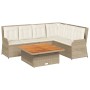 Set muebles de jardín 5 pzas con cojines ratán sintético beige