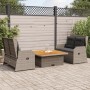 Set de muebles de jardín 3 pzas y cojines ratán sintético gris