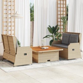 Set muebles de jardín 3 piezas y cojines ratán sintético beige en Conjuntos de jardín | Comprar online en Foro24