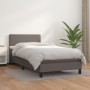 Cama box spring con colchón cuero sintético gris 90x190 cm