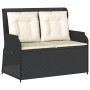 Set de muebles de jardín 3 pzas y cojines ratán sintético negro